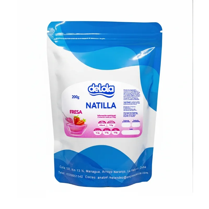Natilla de Fresa, bolsa sellada de 200gr x 1 caja (80 unidades)