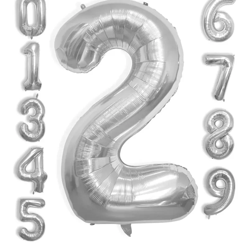 Globo foil número 2 plateado