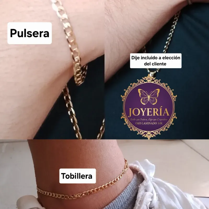 Set 3 piezas(cadena+pulsera+tobillera) XP