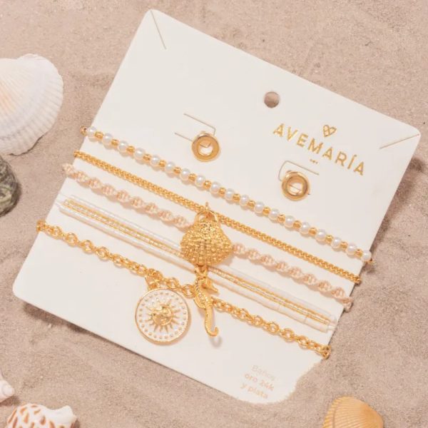 Set X4 Pulseras verano+ Aretes