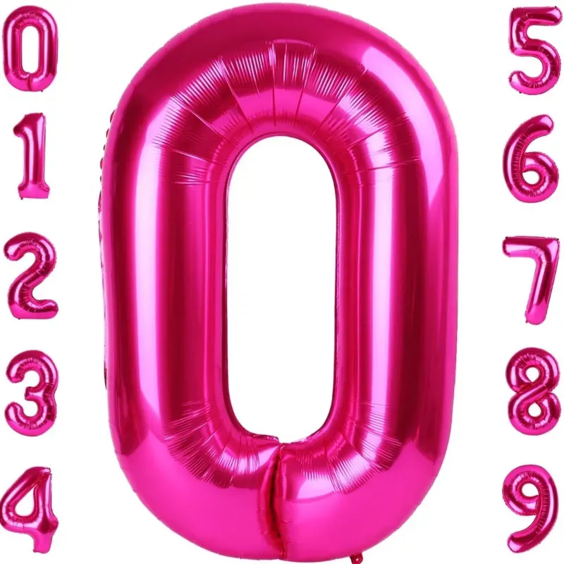 Globo foil número 0 rosa intenso