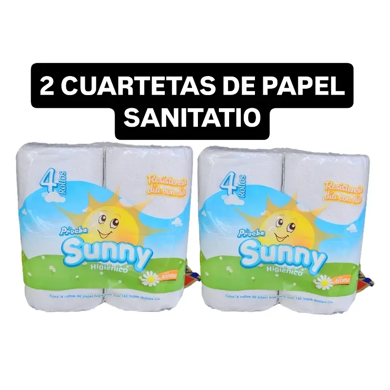 2 CUARTETAS DE PAPEL SANITARIO( 8 rollos) 