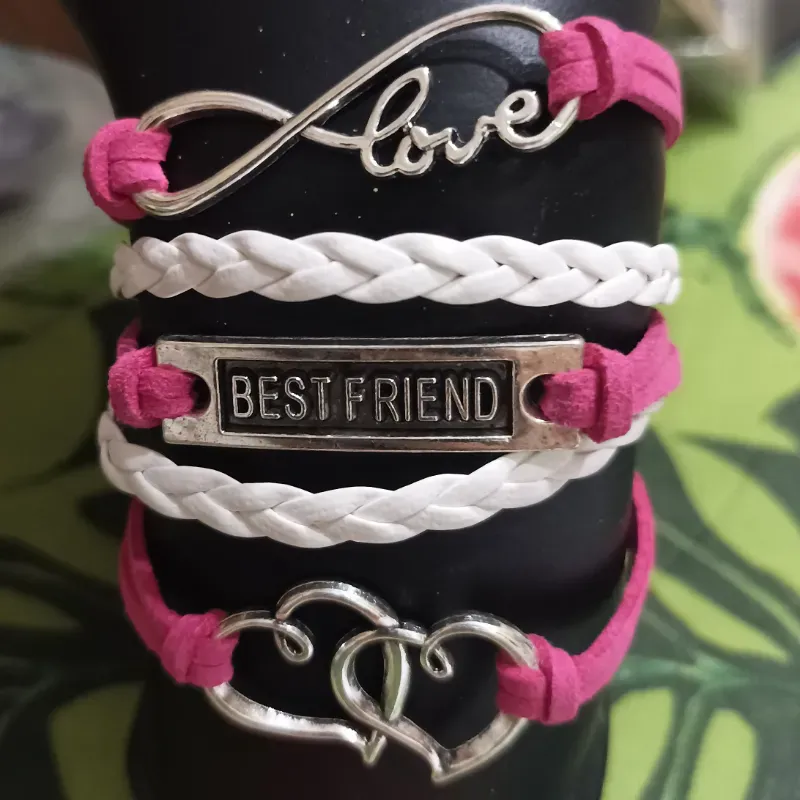 Pulsera combinada rosada y blanca