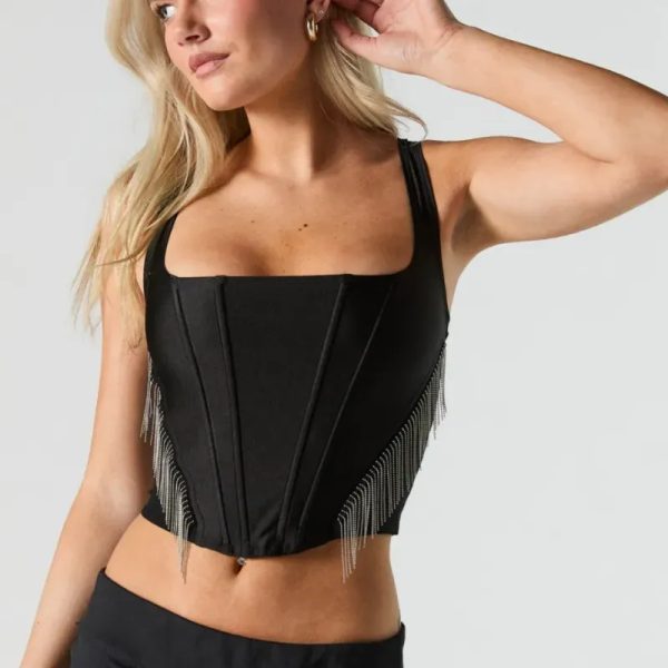 Corset negro con adorno a los lados
