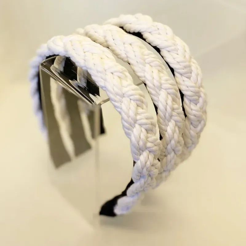 Diadema  Cuerda Trenza Blanca