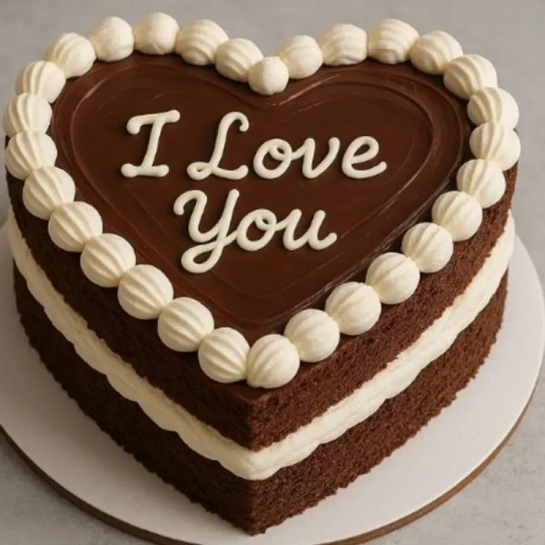 Cake de corazón con crema de vainilla