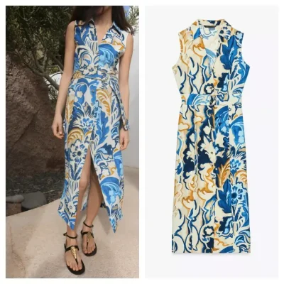 Vestido Zara cinturón tela