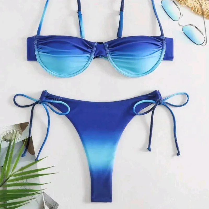  Bikini degradado (hilo) — Azul