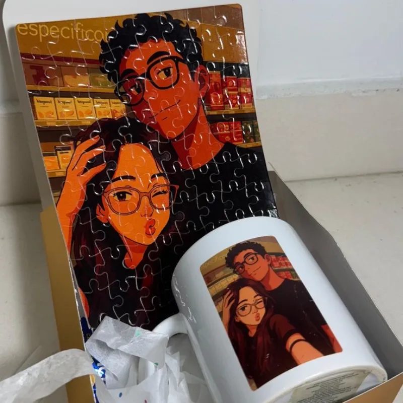 Taza y rompecabezas personalizado