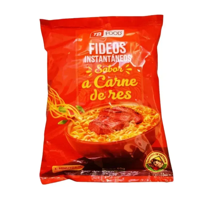  Fideos Instantáneos TB Food – Sabor a Carne de Res (65 g)