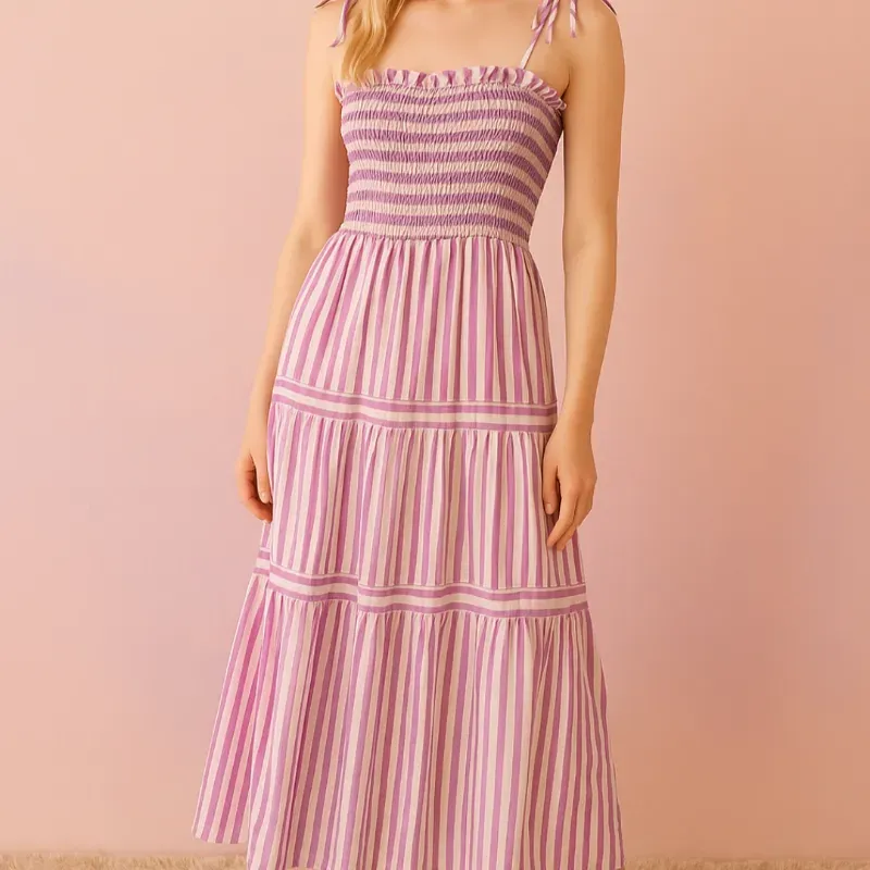 Vestido largo de rayas