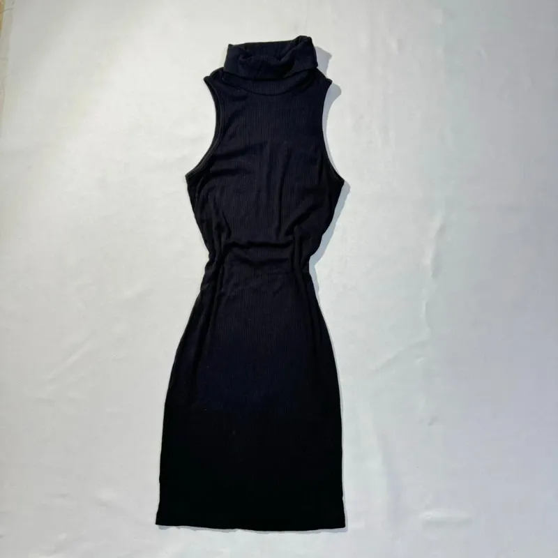 Vestido Canale Negro Sin Mangas Cuello Tortuga