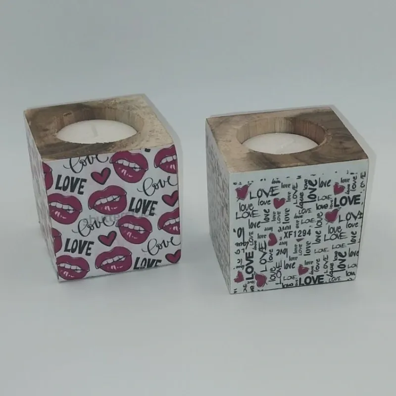 Vela en taco de madera