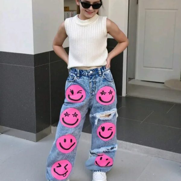 Jeans rectos con carita