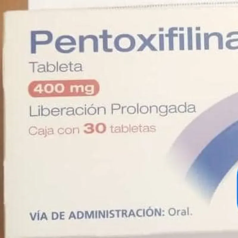 Pentoxifilina de 400 mg de Liberación Prolongada Caja con 30 Tabletas (3 Blíster)