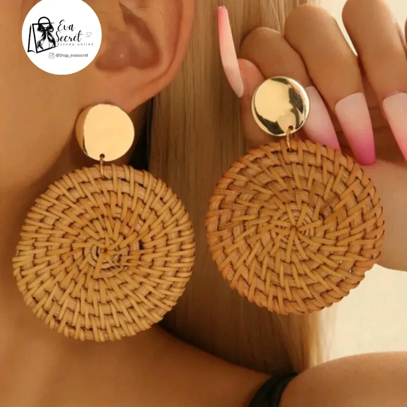 Set aretes tipo mimbre