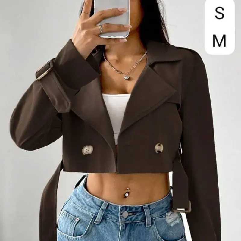  Blazer Cropped Marrón – Fuerza visual con elegancia urbana