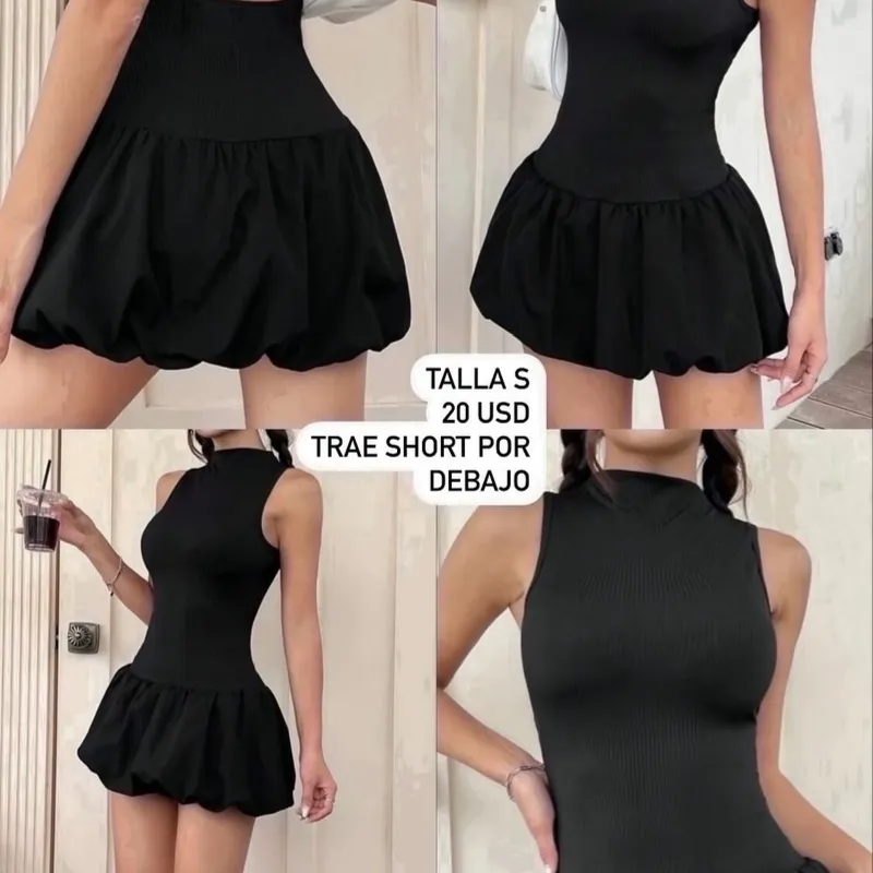 Vestido corto negro talla s