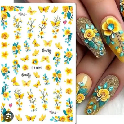 Calcomanías flores y mariposas amarillas