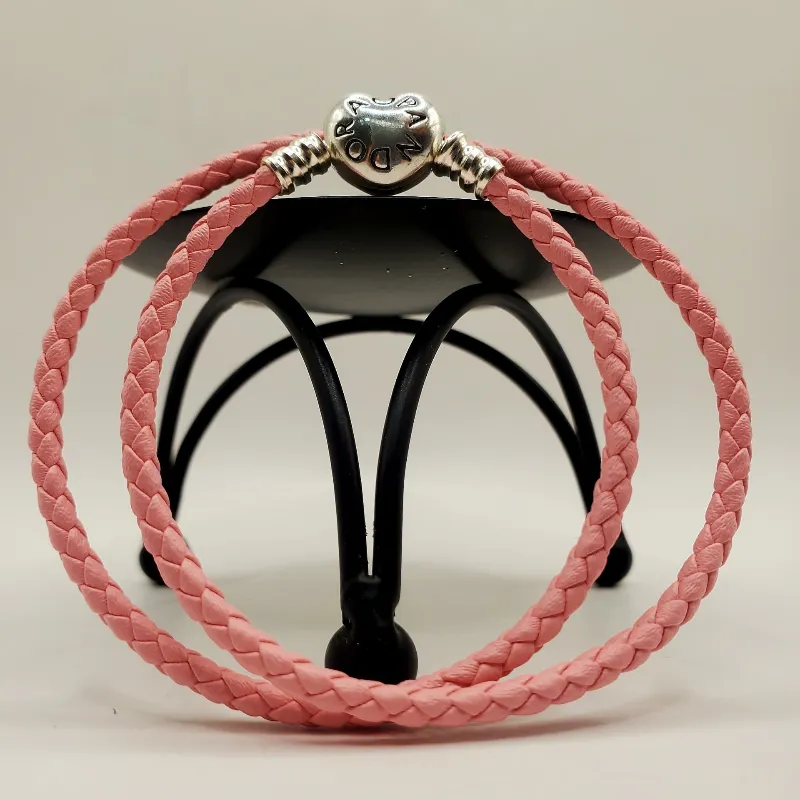 Pulsera de Cuero Doble (Cierre de Corazón)