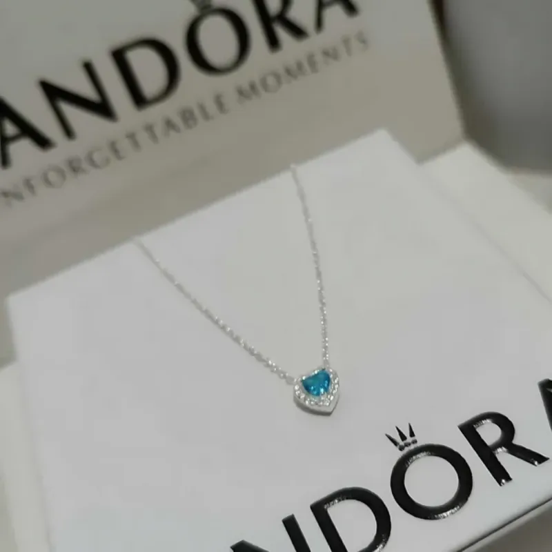 Cadena de Corazón Azul Aqua