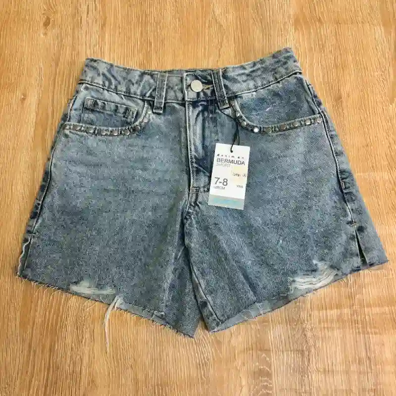 Short de tiro alto de mezclilla