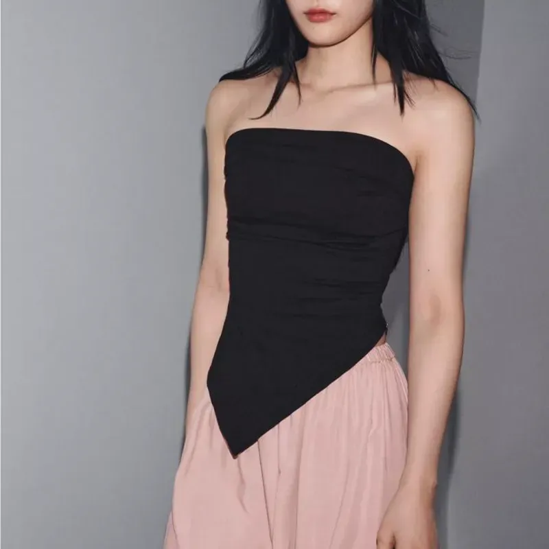 Top Strapless Asimetrico Negro