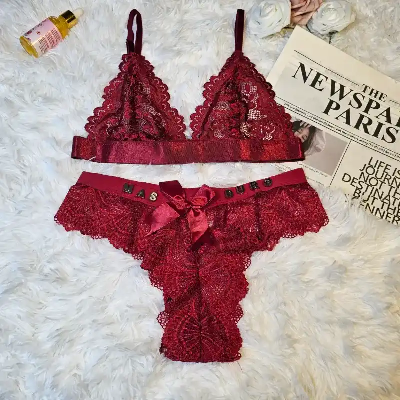 Conjunto de tanga ancho de encaje con lazo + ajustador de encaje (PERSONALIZADO)