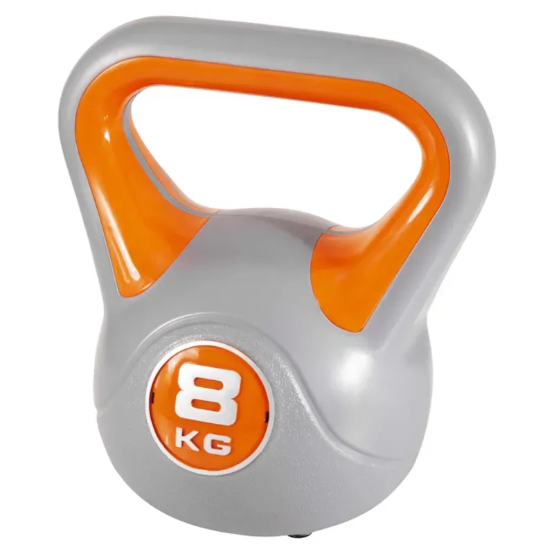 Kettlebell 8 kg de Cemento Recubierto en Plástico | Mango Ancho