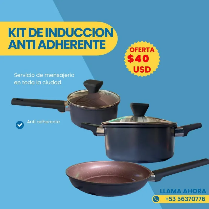 Juego de olla , inducción y gas.