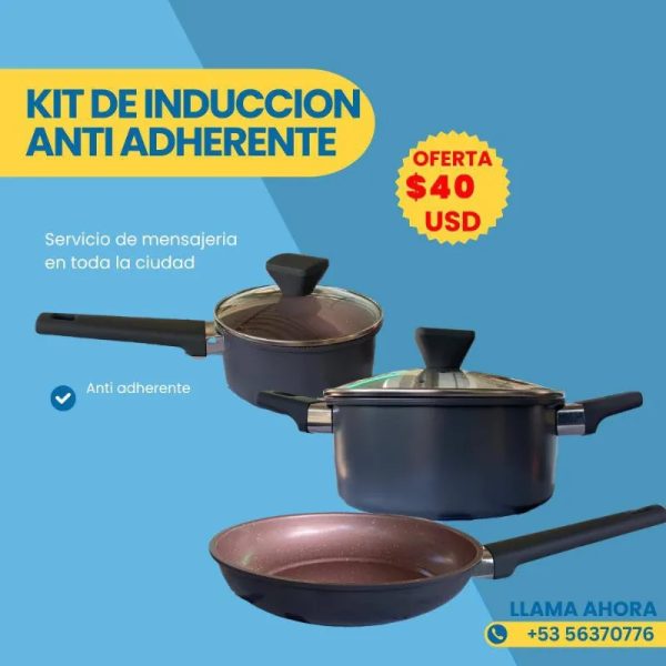 Juego de olla , inducción y gas.