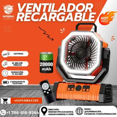 VENTILADOR RECARGABLE F6 20000 mAh