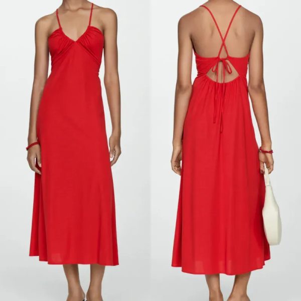 Vestido midi fruncido