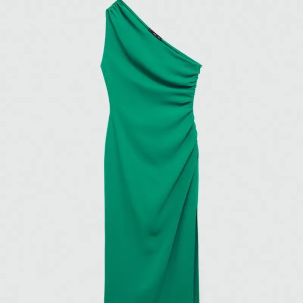 Vestido asimétrico detalles drapeados