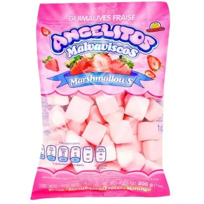 5207010 - Malvaviscos corazones de fresa Angelitos Guandy 200 g (Cajas de 10 unidades) - U/M: U