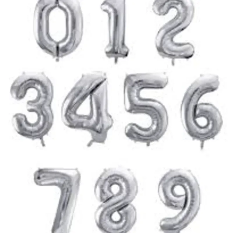 Números inflables Plateados