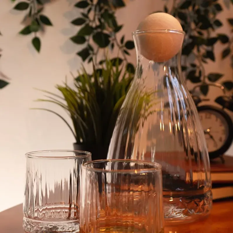 Set de jarra de cristal con seis vasos