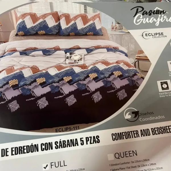 Juego de Edredón con Sábana 5 piezas (Camero-Poliester)