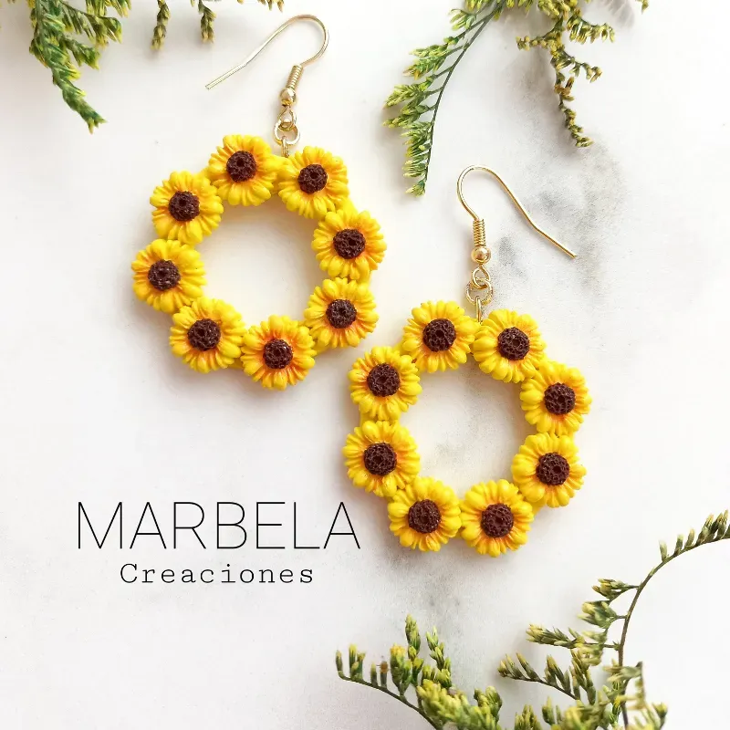 ✨Aretes de aros de girasol✨