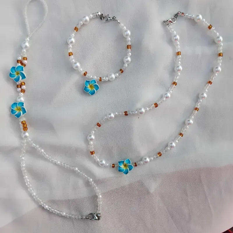 Juego de tobillera, pulsera y collar