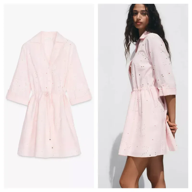 Vestido rosa bordados