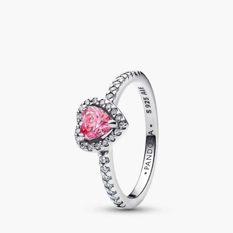 Anillo de Corazón con Piedra Rosa