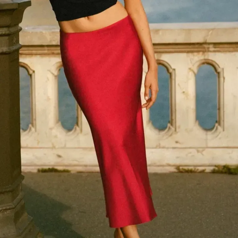 Falda Midi Satinada ZARA