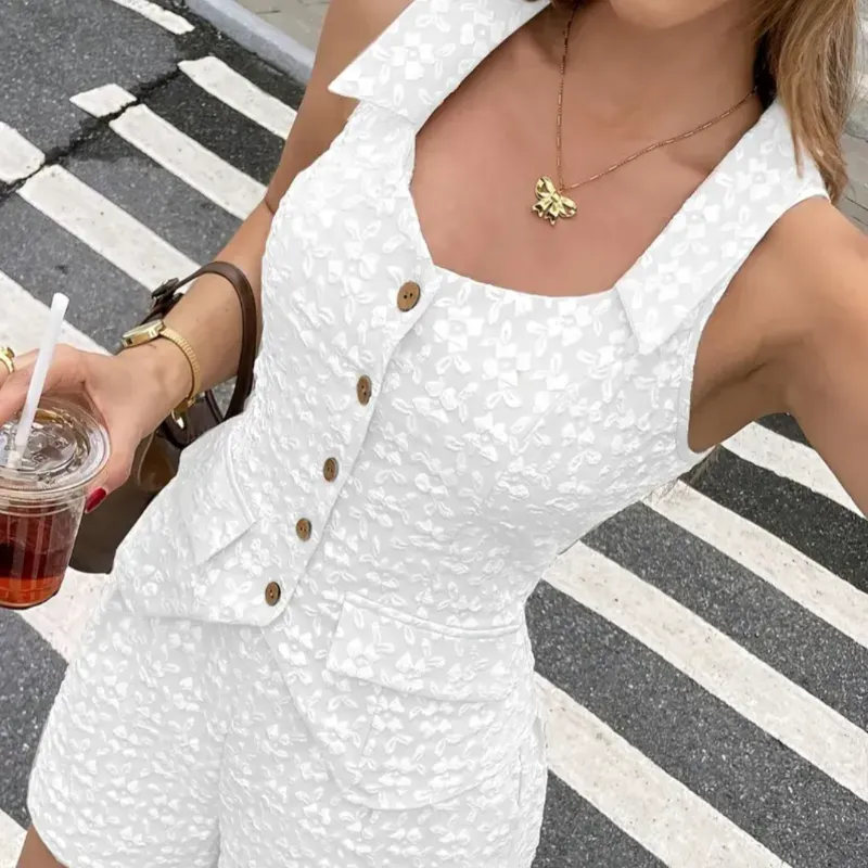 Conjunto cjaleco-short/ Blanco