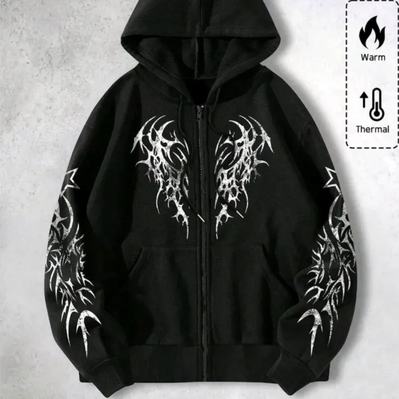 Sudadera con capucha y siper negra