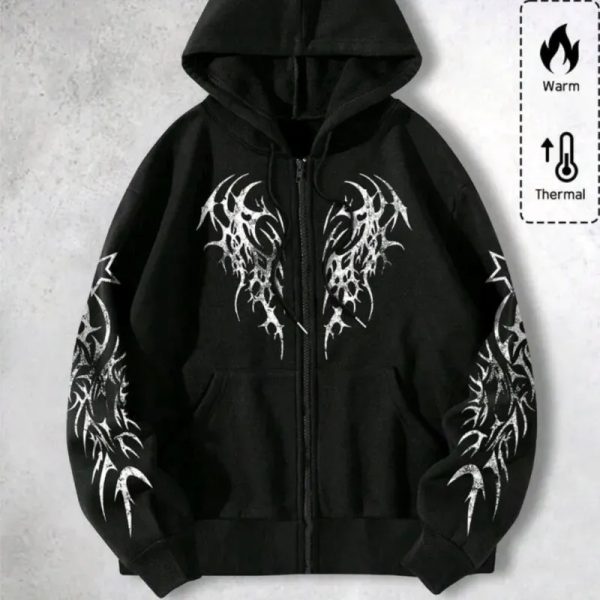 Sudadera con capucha y siper negra
