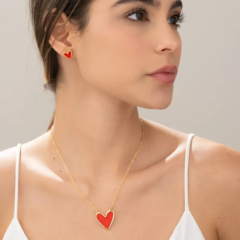 Collar Corazón +aretes