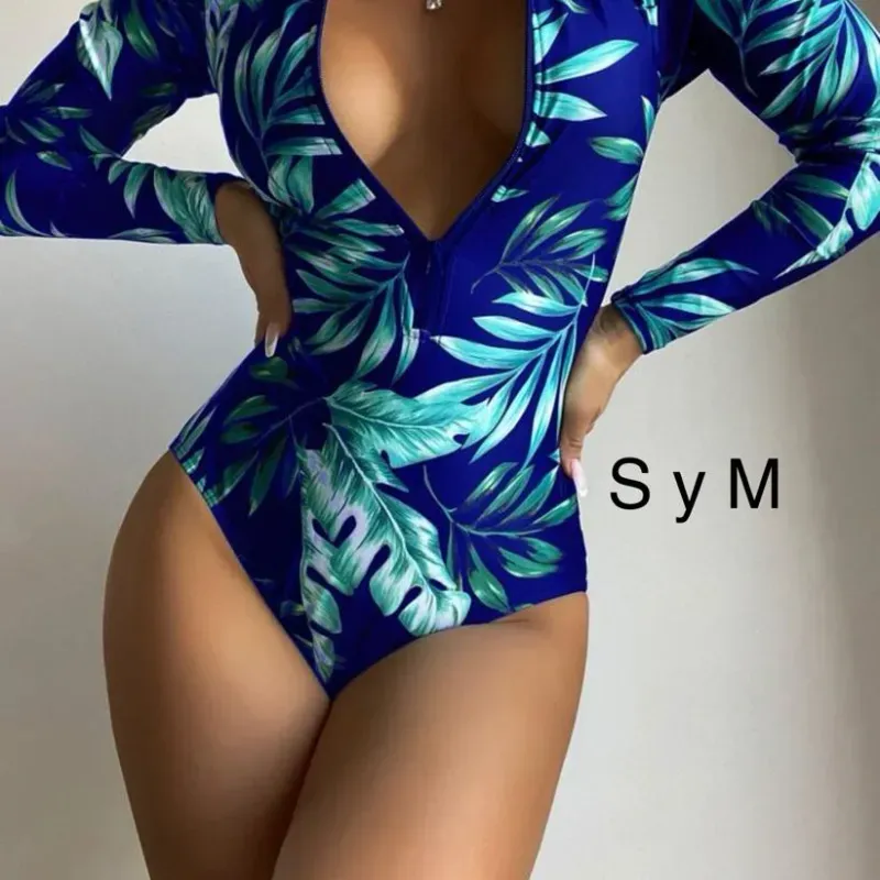 Trusa de manga larga estampada azul