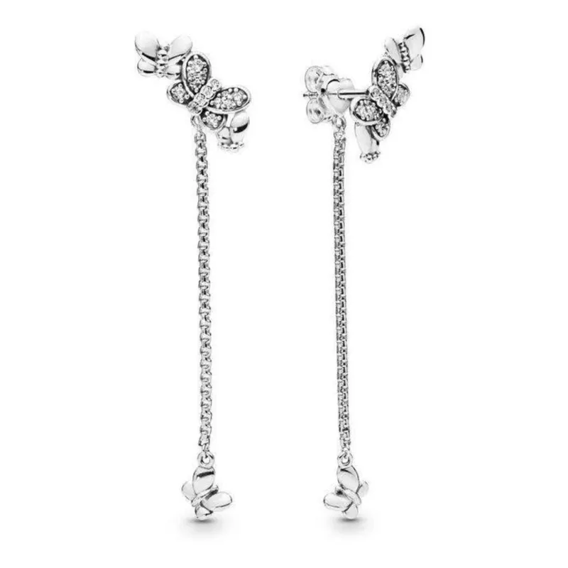 Aretes de Mariposa con Cadena