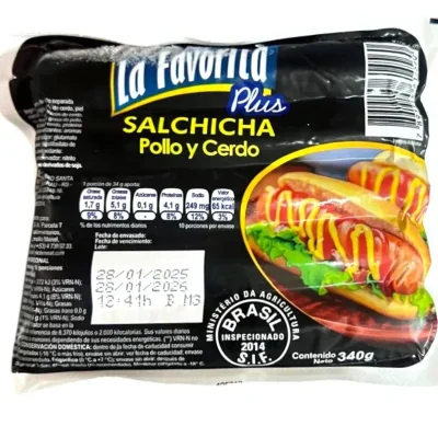 Salchicha de Pollo y Cerdo Plus- 1 Paquete sellado de 10 unidades *Producto Importado de Brasil*